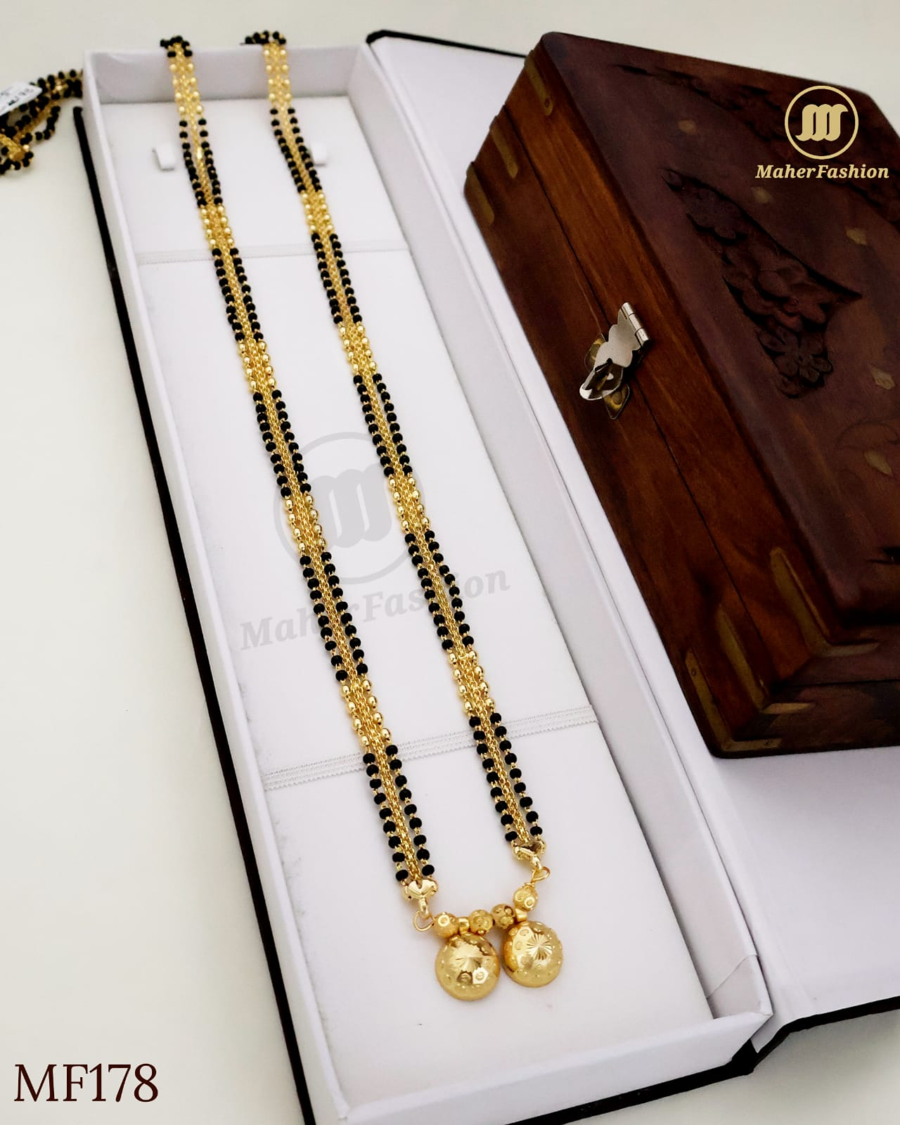 Premium Black Mani Golden Mangalsutra